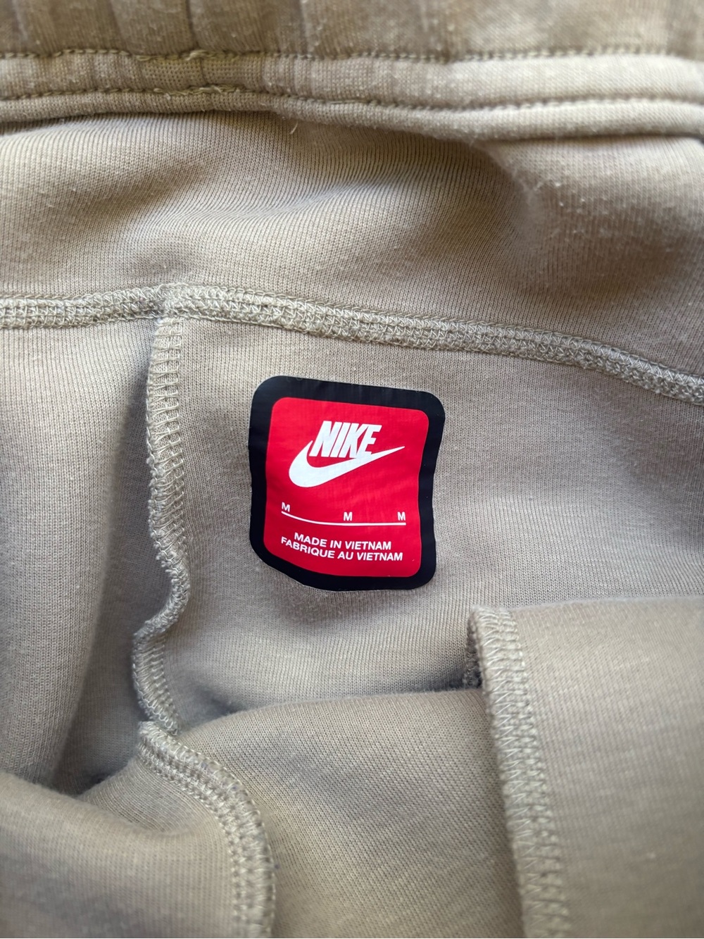 Nike Tan Fleece Joggers with Black Trim - Picture 3 of 3